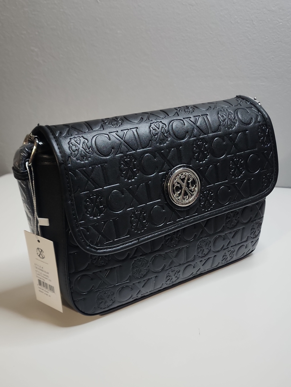 ⭐️NWT CXL by Christian Lacroix Clara Embossed Logo Shoulder in Black Bag⭐️
